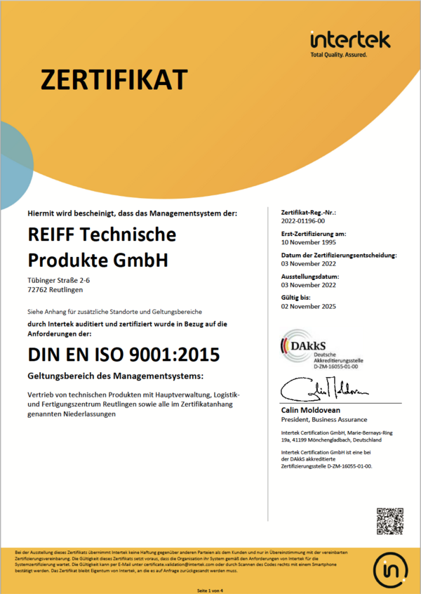Zertifikat DIN EN Iso 9001:2015